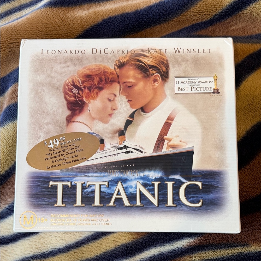 Titanic VHS with collector cards and 35 mm Film Cell